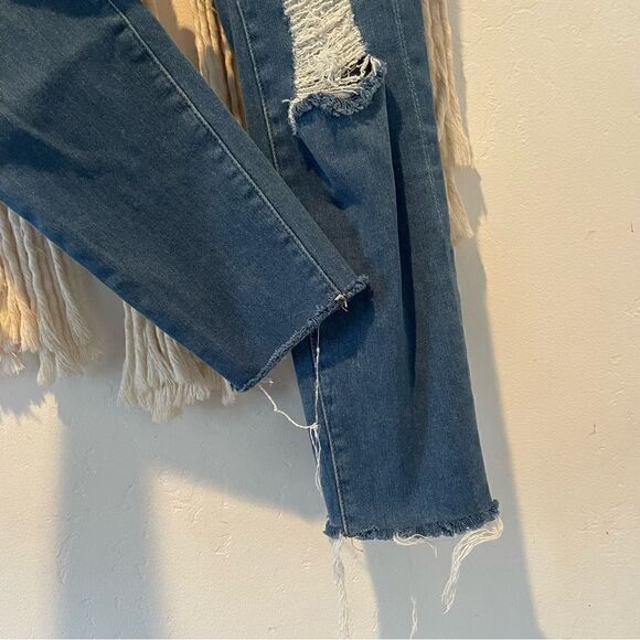 Frame Jeans Skinny Crop 25x26 Mid Rise Denim Capsule Wardrobe Distressed Raw Hem - Picture 4 of 9